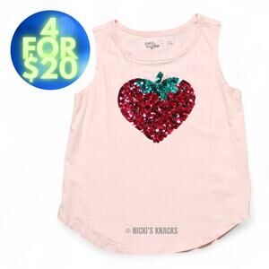 4/$20 - Rumi + Ryder Girls Light Pink Sequin Strawberry Tank Top Size S 6/7